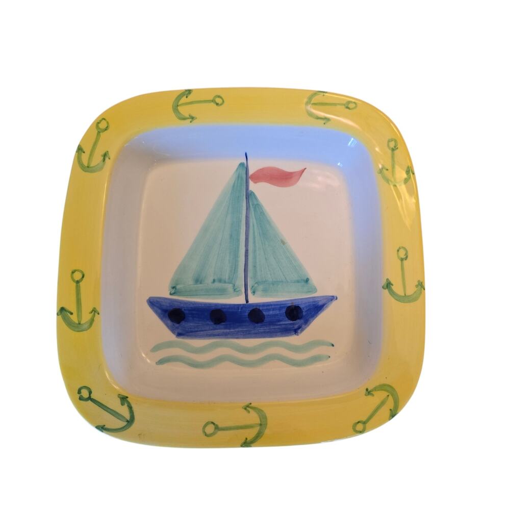 Hand Painted Amora Made In Italy Sailboat Dish Ceramic